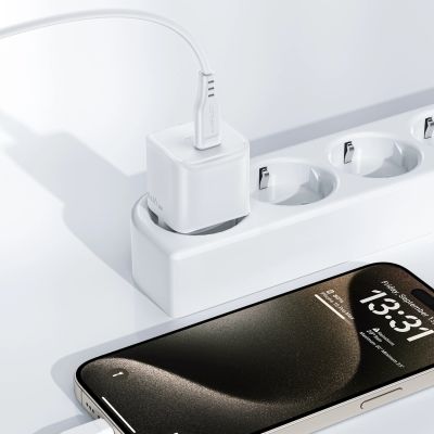 5. Acefast A73 Mini PD 20W GaN wall charger + USB-C cable - white