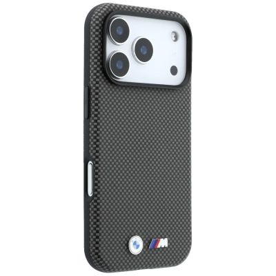 4. BMW M Quadrille Kevlar Metal Logo MagSafe Case for iPhone 17 Pro / 18 Pro - Gray