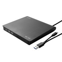 SAVIO EXTERNAL SLIM CD/DVD R/RW RECORDER - USB C/USB-A, AK-59