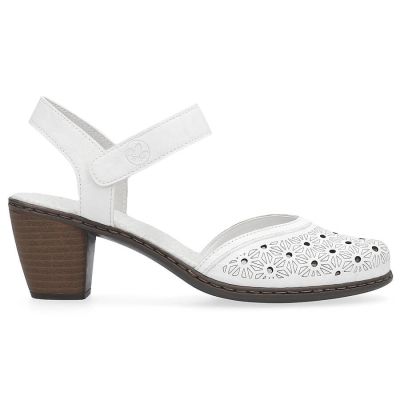 52. Rieker W RKR650 comfortable leather sandals white