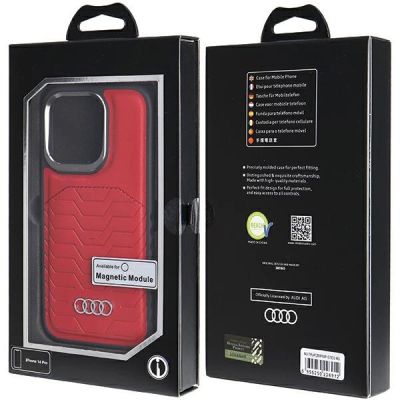 7. Audi Synthetic Leather case with MagSafe for iPhone 14 Pro - red