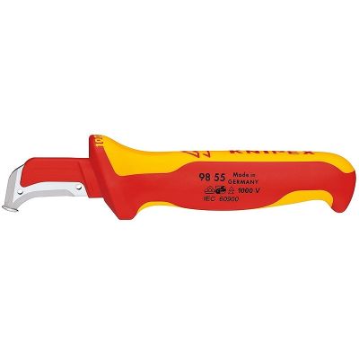 3. Knipex Kabelmantelmesser 009855 Metallic, Red, Yellow Fixed Blade Knife