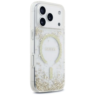 4. Guess Resin Bottom Glitter MagSafe Case for iPhone 18 Pro / 17 Pro - Gold