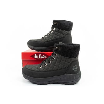 10. Lee Cooper women's winter hiking sports shoes, insulated, black, eco-leather