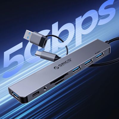 8. Orico YSB4-U2 USB-A/USB-C Hub Docking Station 2x USB-A 2.0 + 1x USB-A 3.0 + 1x USB-C 2.0 + 1x USB-C - Gray