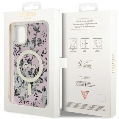 8. Guess GUHMN61HCFWSP iPhone 11 / Xr 6.1" pink/pink hardcase Flower MagSafe
