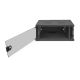 7. 19" 4U wall-mounted network cabinet, SOHO 241 x 540 x 400 mm, glass door, black, unassembled, 60 kg