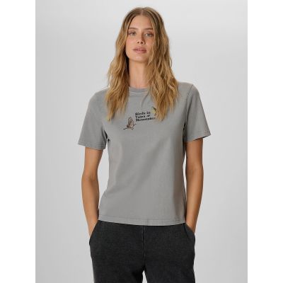 Women's loose T-shirt with print 4F 4FKAW26TTSHF4502-26S
