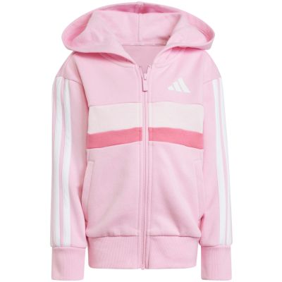 3. adidas Seasonal Essentials Tiberio 3-Stripes Fleece Tracksuit for Kids Pink JI6206