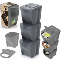 GARBAGE BINS 25 L SORTIBOX SET 3 PCS GREY STONE