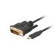 LANBERG CABLE USB-C(M)->DVI-D(24+1)(M) 1.8M BLACK CA-CMDV-10CU-0018-BK
