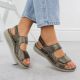5. Women's leather sandals with Velcro, metallic brown, Rieker 60462-90