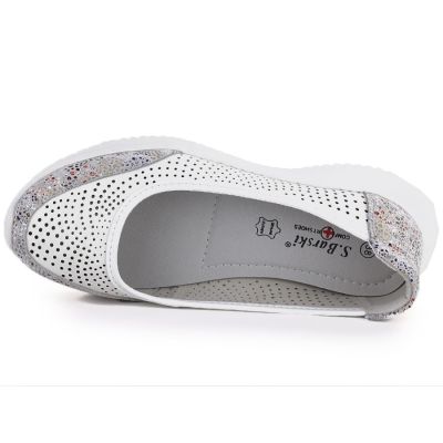 3. Women's leather openwork shoes, white, S.Barski 7036