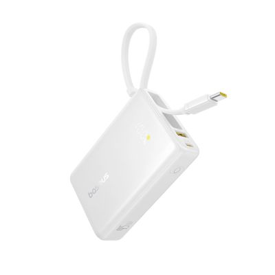 3. Baseus PicoGo 10000mAh 45W Powerbank with Built-in Cable and Display - White