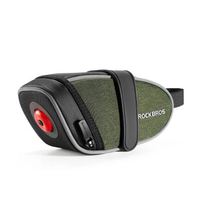 Rockbros C52-2 lightweight saddle bag with 250 mAh lighting - green