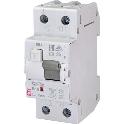 Differential circuit breaker B 16A 1P+N 2M 30MA A 10KA