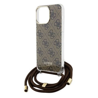 5. Guess Crossbody Cord 4G Print case for iPhone 15 Pro - brown