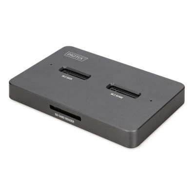 USB-C 3.2 Gen2 Docking Station for M.2 Duo NVMe and SATA SSDs (max. 2x 4 TB) with SD-Express 7.1 Card Reader (max. 2 TB), Black