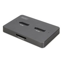 USB-C 3.2 Gen2 Docking Station for M.2 Duo NVMe and SATA SSDs (max. 2x 4 TB) with SD-Express 7.1 Card Reader (max. 2 TB), Black