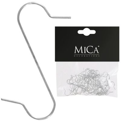 METAL HOOKS FOR BAUBLES, 50 PCS, SILVER, MICA