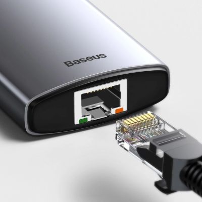 17. Baseus Metal Gleam 8in1 USB-C Hub - USB-C PD 100W 1x HDMI 4K 30Hz 1x SD and microSD card reader 3x USB-A 3.2 1xRJ45 - gray