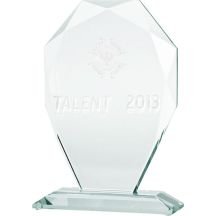 3D engraved glass trophy with case