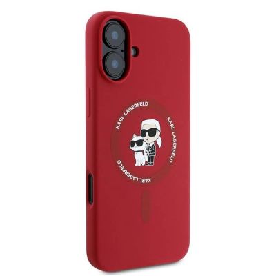 4. Karl Lagerfeld Silicone Karl&Choupette Heads Ring MagSafe Case for iPhone 16 Plus - Red
