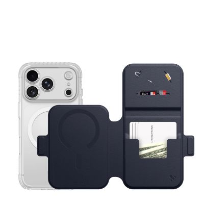 12. AmazingThing Titan Pro Lens Flip Set Case for iPhone 18 Pro Max with Wallet, MagSafe Compatible - Navy Blue