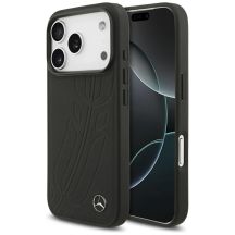 Mercedes Leather Large Laurel Leave MagSafe Case for iPhone 17 Pro - Black