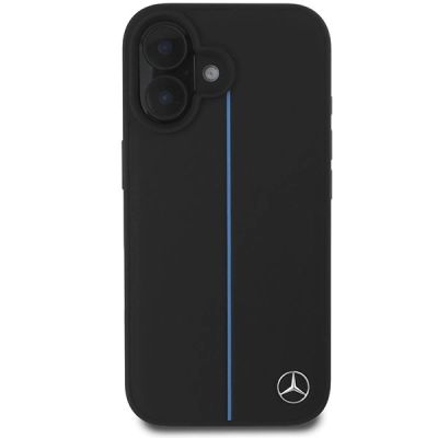3. Mercedes MB Blue Line Leather MagSafe iPhone 16 Case - Black