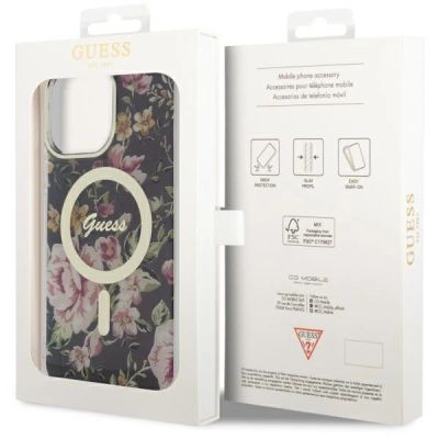 8. Guess GUHMP14XHCFWSK iPhone 14 Pro Max 6.7" black/black hardcase Flower MagSafe