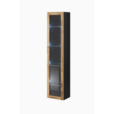 VIGO glass display cabinet '180' 180/40/30 black/wotan oak