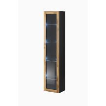VIGO glass display cabinet '180' 180/40/30 black/wotan oak