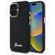 Guess Silicone Script Metal Logo & Frame Case for iPhone 16 - Black