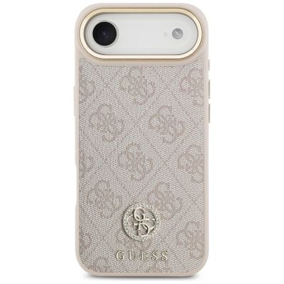 3. Guess 4G Strass Logo & Big Strap Metal Buttons MagSafe Case for iPhone Air - Pink