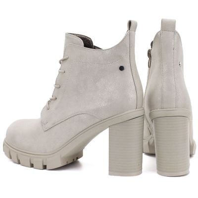 5. Cream women's ankle boots with a block heel M.Daszyński SA218-8
