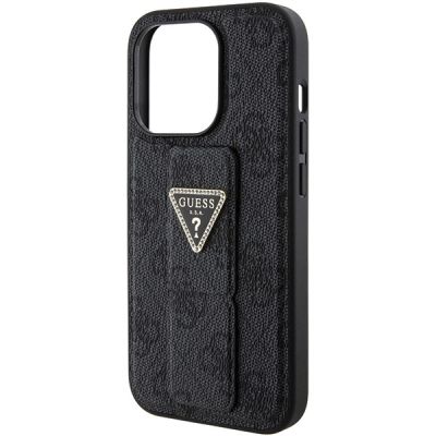 7. Guess Grip Stand 4G Triangle Strass case for iPhone 15 Pro - black