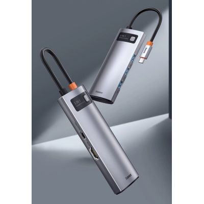 12. Baseus Metal Gleam Series 5-in-1 Multifunctional HUB USB Type C - USB Type C Power Delivery 100 W / HDMI 4K 30 Hz / 3x USB 3.2 Gen 1 (CAHUB-CX0G)