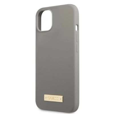 6. Guess GUHMP13MSPLG iPhone 13 6.1" grey/grey hard case Silicone Logo Plate MagSafe