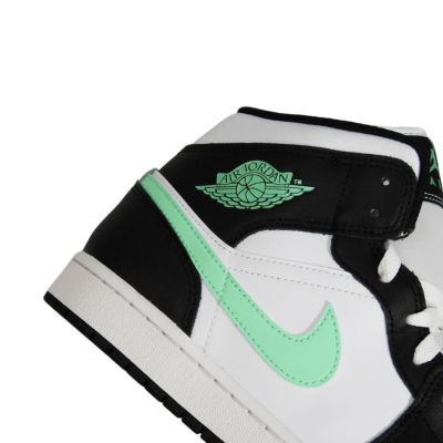 8. Air Jordan 1 Mid Green Glow White Men's Sneakers - DQ8426-103