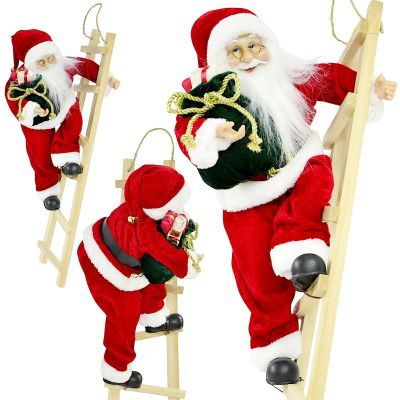DECORATIVE SANTA CLAUS ON A LADDER 65CM