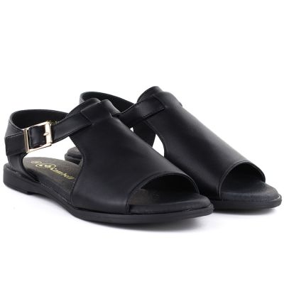 4. Women's black leather sandals Cambell 19391