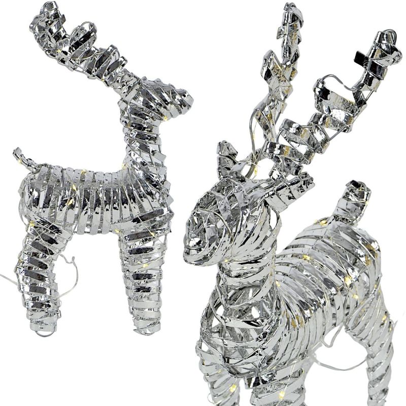 6. REINDEER DECORATION 34 CM 20 LED SILVER