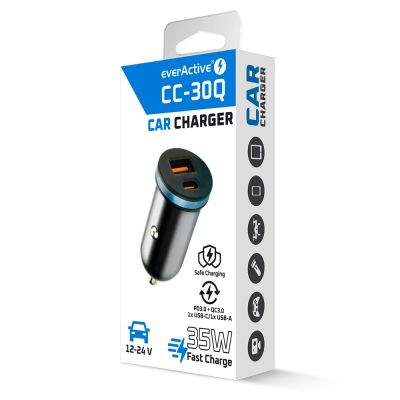 6. EVERACTIVE CAR CHARGER 1X USB + 1X USB-C 35W QC 3.0 PD BLACK CC-30Q