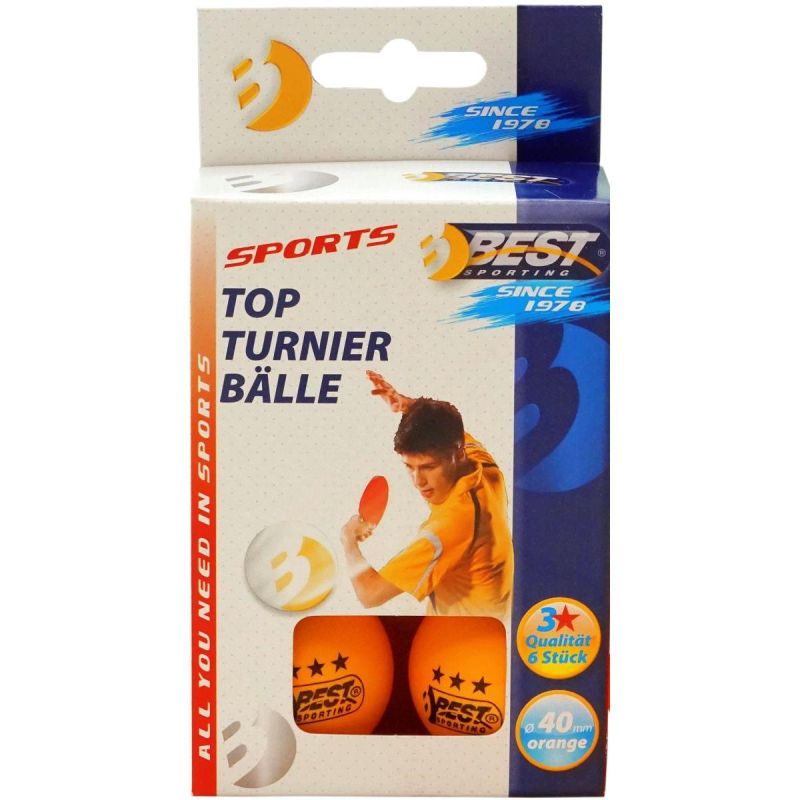 11. BEST SPORTING TOURNAMENT TABLE TENNIS BALLS 3 STARS 6 PCS ORANGE