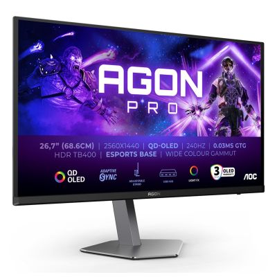 12. AOC AGON PRO AG276QZD2 26.7" 2560 x 1440 px Quad HD QD-OLED Gray Computer Monitor