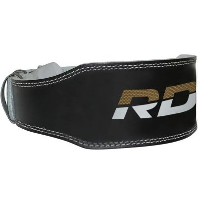 10. 4" GOLD LEATHER BODYBUILDING BELT FOR EXERCISES - RDX S