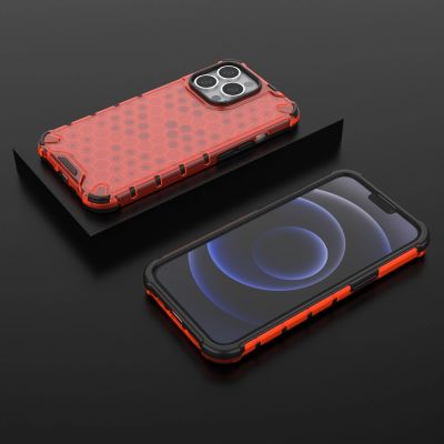 13. Honeycomb Case armor cover with TPU Bumper for iPhone 13 Pro red