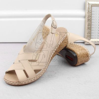 7. Comfortable leather sandals Rieker W RKR682, beige