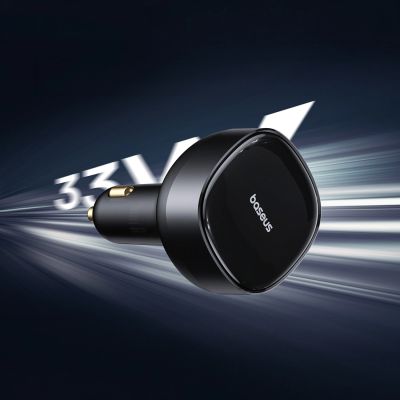 6. Baseus Enjoyment Retractable 2-in-1 Car Charger C+C 33W Cluster Black